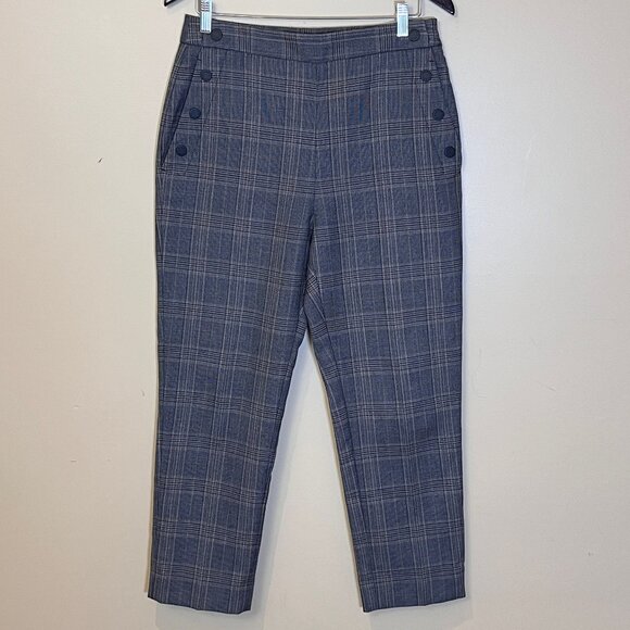 Sandro Binic Plaid Button Detail Pants - Women's Size 40 / L - Picture 1 of 11